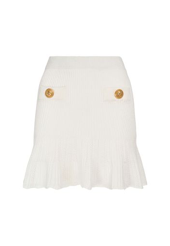 Pleated Viscose Knit Flared Mini Skirt