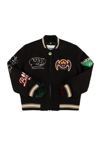 Acrylic Blend Bomber Jacket W/patches