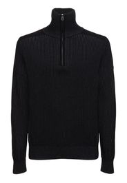 Half-zip Ribbed Cotton Blend Sweater