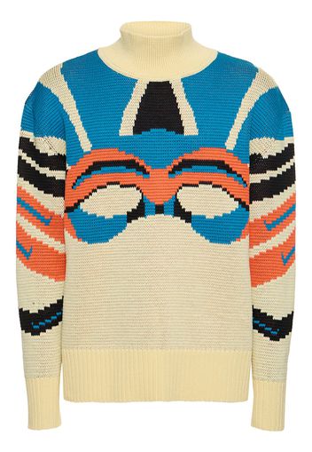 Mock Neck Wool Jacquard Jumper