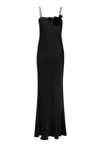 Silk Satin Blend Cutout Long Dress