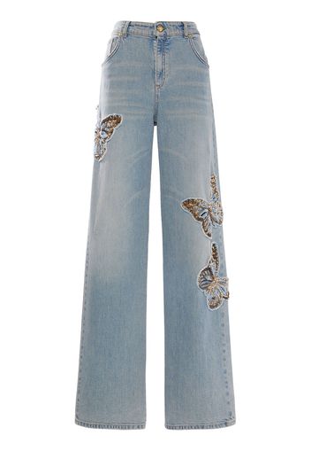 Butterfly Mid Rise Wide Denim Jeans