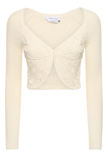 Cotton Blend Knit Crop Cardigan