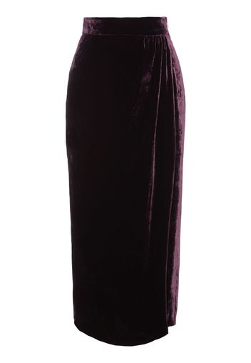 Fluid Velvet Wrapped Midi Skirt