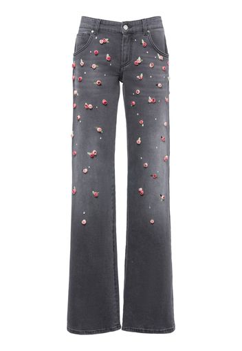 Embroidered Denim Straight Jeans