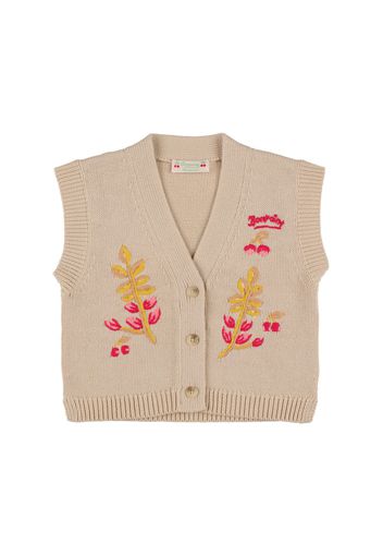 Embroidered Cotton Knit Cardigan