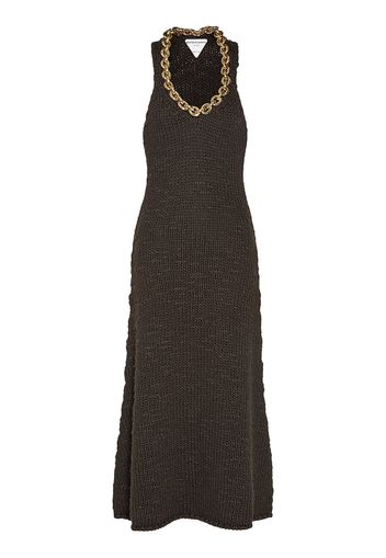 Wool Knit Sleeveless Midi Dress W/chain