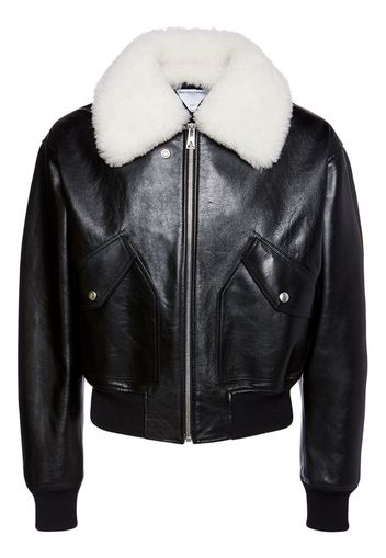 Shearling Collar Leather Jacket