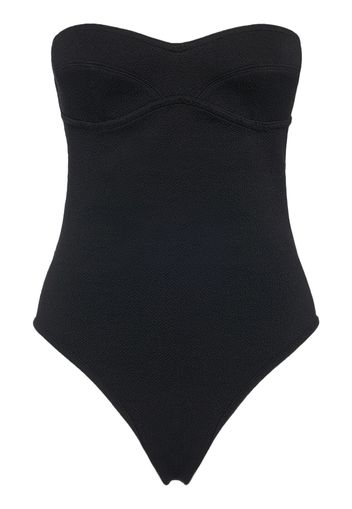 Textured Nylon Bustier Bodysuit