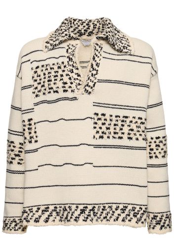 Textured Cotton & Wool Polo Sweater