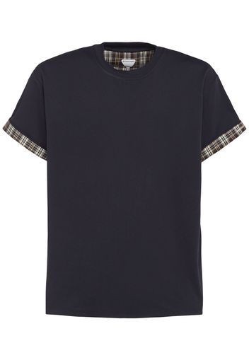 Double Layer Checked Cotton T-shirt