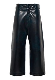 Smooth Leather Wide Leg Culotte Pants