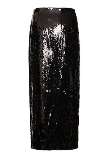 Sequined High Rise Zip Midi Skirt