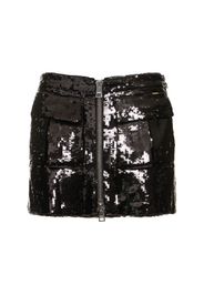 Sequined Zipped Mini Skirt