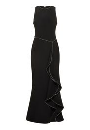 Silk Crepe Long Dress W/ Zip Details