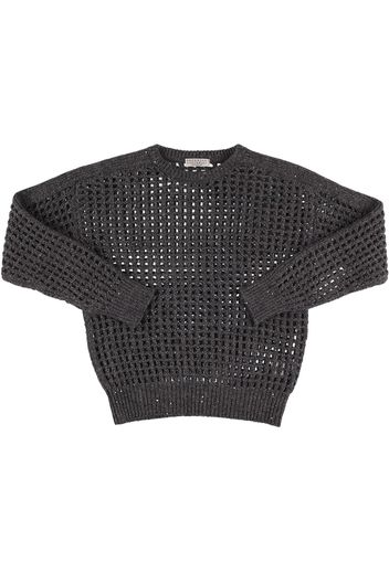 Lurex Wool Blend Knit Sweater