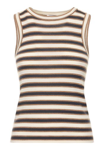 Striped Wool & Lurex Knit Tank Top