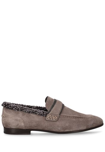 10mm Suede & Shearling Loafers