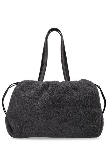 Wool Blend Faux Fur Shoulder Bag