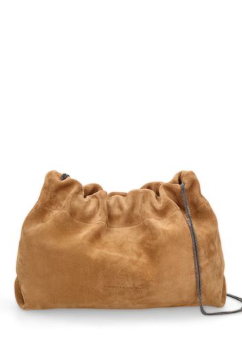 Soft Velour Leather Shoulder Bag