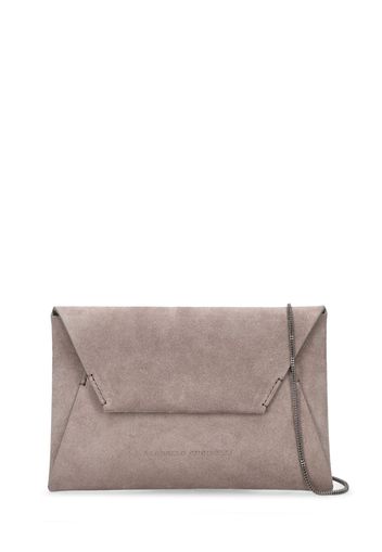 Soft Velour Leather Clutch Bag