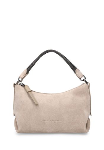 Small Softy Velour Leather Shoulder Bag