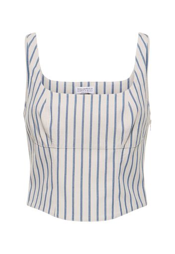 Striped Cotton Poplin Tank Top