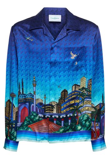 Night View Print Silk Twill Shirt