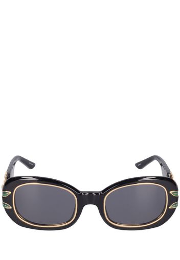 Oval Acetate Sunglasses W/laurel Detail