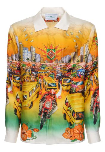 Traffic Print Silk Shirt