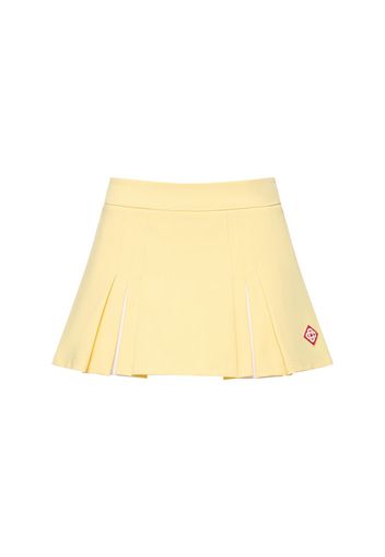 Stretch Twill Pleated Mini Skirt