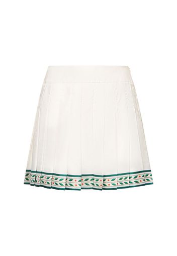 Silk Twill Pleated Mini Skirt