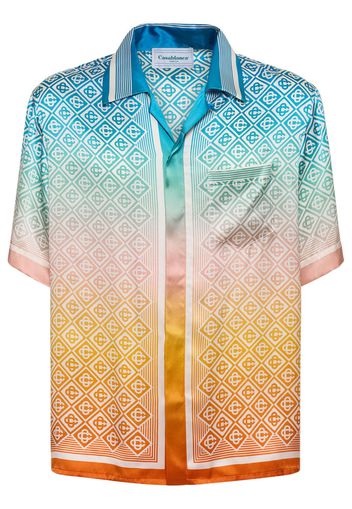 Cuban Collar Silk Short Sleeve Shirt