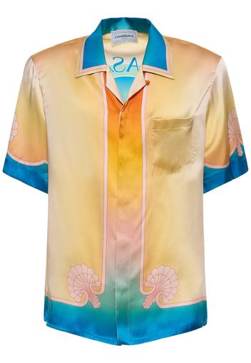 Cuban Collar Silk Short Sleeve Shirt