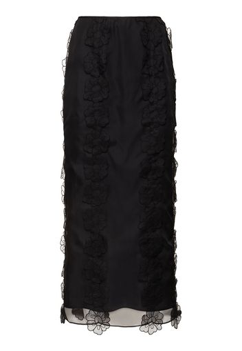 Olympia Magnolia Embroidery Midi Skirt