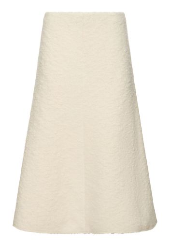 Boiled Wool Blend Bouclé Midi Skirt