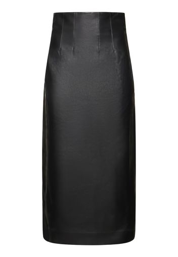 Napa Leather Corset Midi Skirt