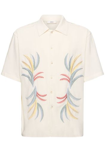 Palm Embroidered Camp Collar Shirt