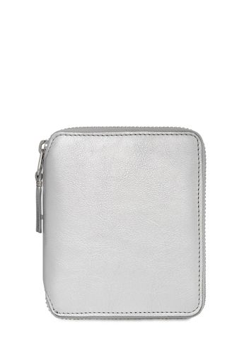 Silver Leather Zip-around Wallet