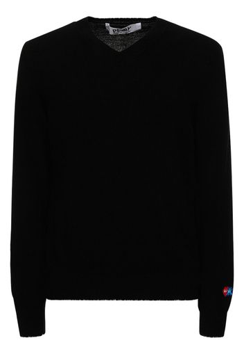 Sleeve Logo Wool V-neck Sweater