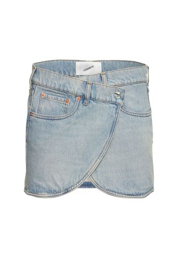 Asymmetric Denim Mini Skirt