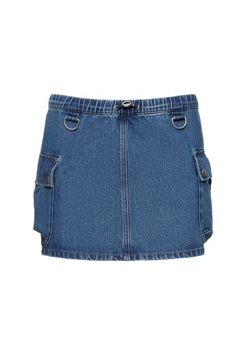 Cotton Denim Cargo Skirt