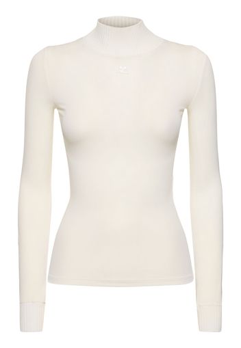 Knit Viscose Blend Logo Top