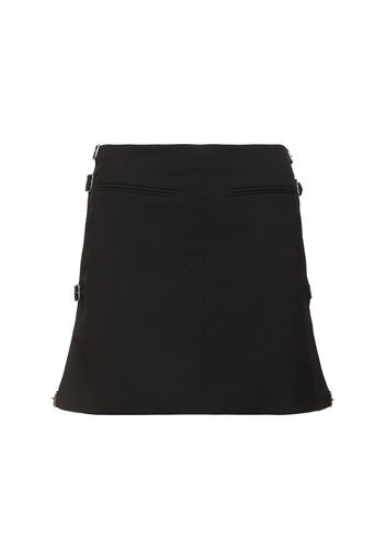 Cut-out Wool Mini Skirt