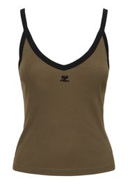 Contrast V-neck Cotton Tank Top