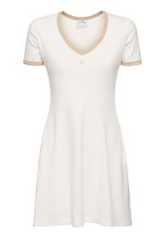 Contrast V-neck Cotton Mini Dress