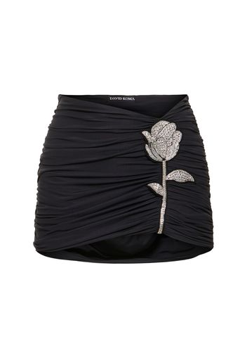 Ruched Mini Skirt W/ Rose