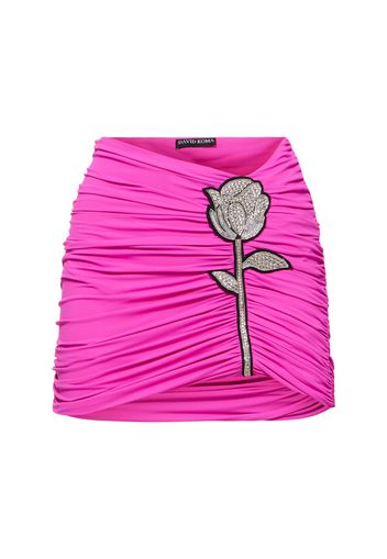 Ruched Mini Skirt W/ Rose