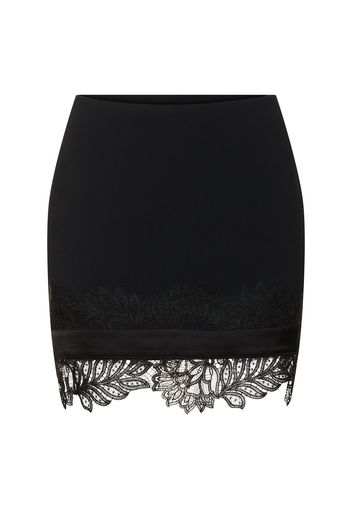 Lace Hem Cady & Satin Mini Skirt