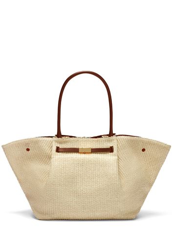 New York Raffia & Leather Tote Bag